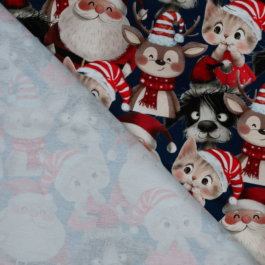 Image of cotton loopback jersey – Holiday Friends, available online at Šarlotes audumi