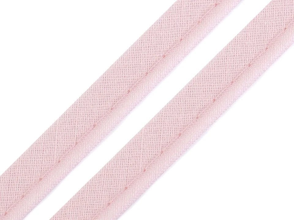 Cotton ribbon with string 12 mm - soft pink