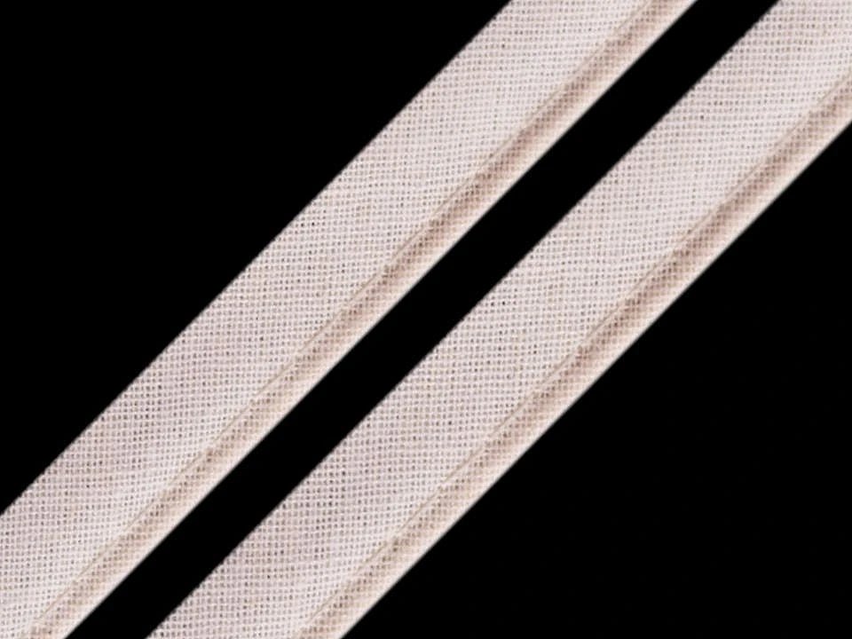 Cotton ribbon with cord 12 mm - milky white