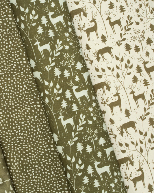Cotton jersey - forest motif 230 g/m²