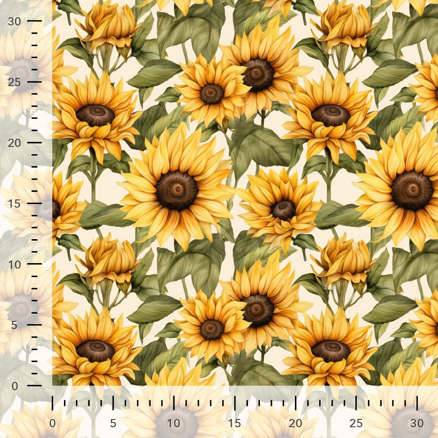 Image of cotton jersey - sunflowers 220 g/m² – available at Šarlotes audumi
