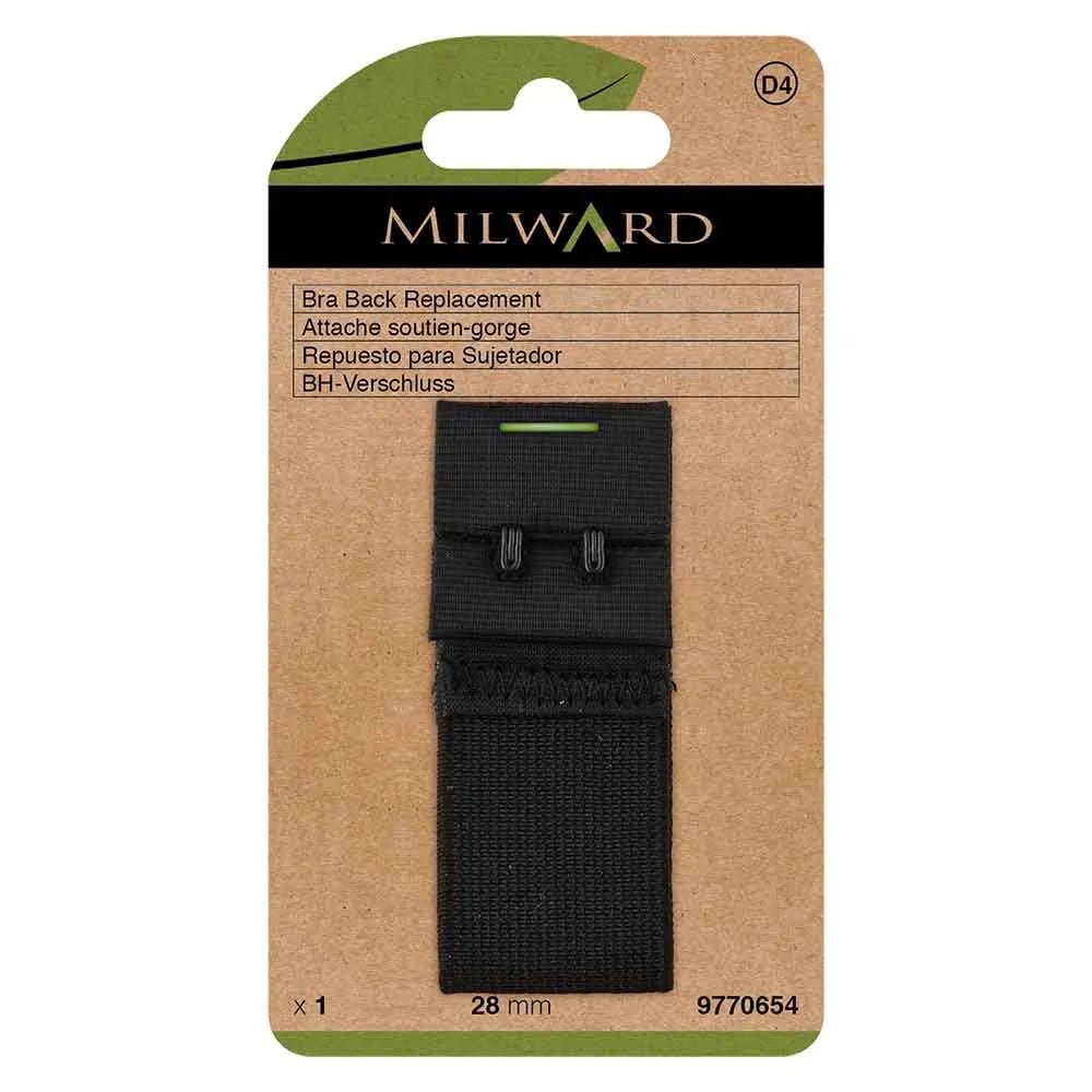 bra clasp Milward |2 hooks, 28 mm| black