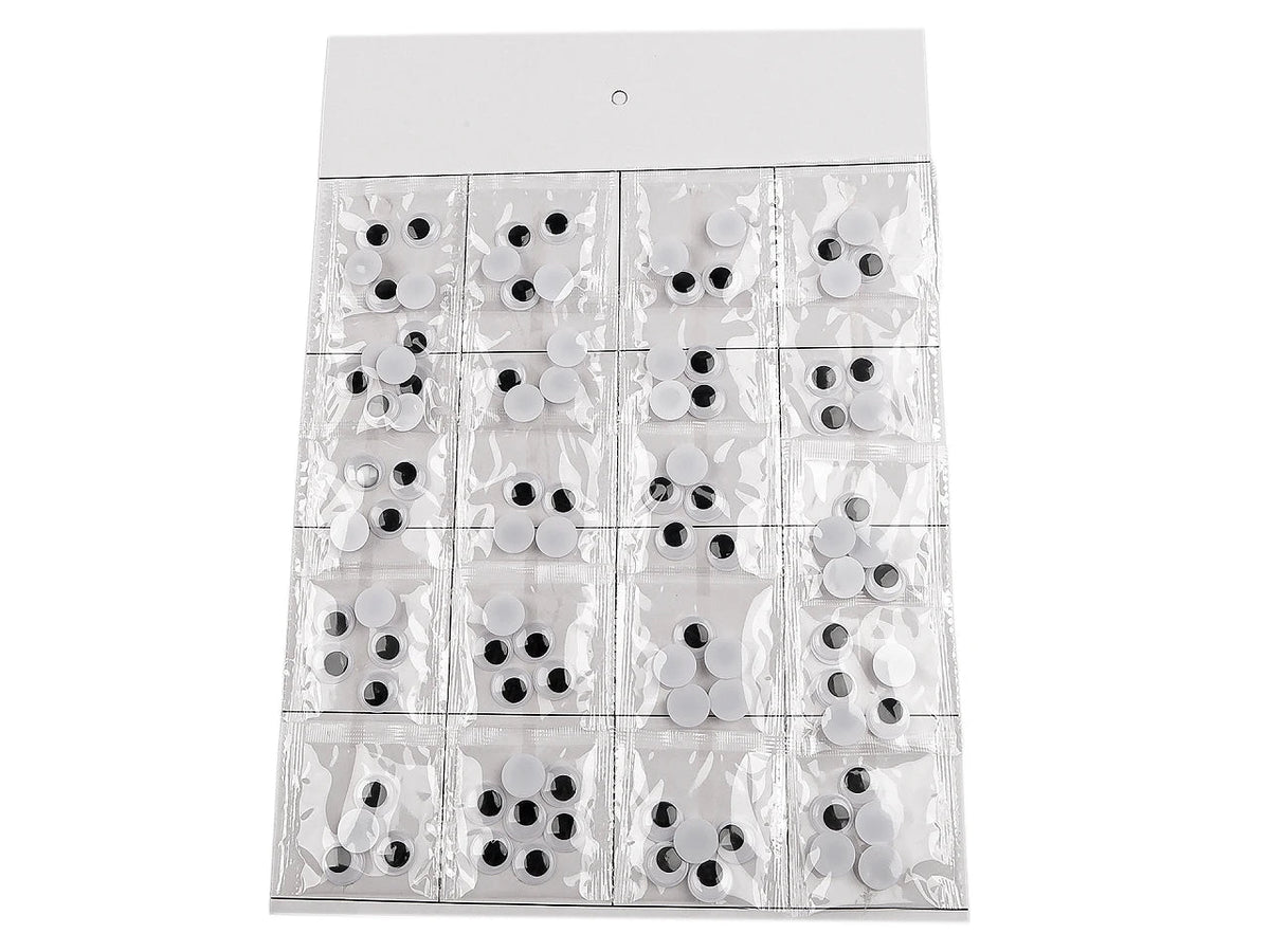 Image of movable plastic googly eyes for gluing – 15mm, 20 pcs – available online at Šarlotes audumi