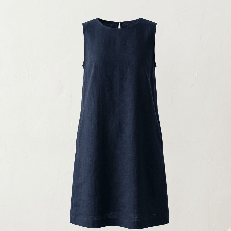 Attēls ar Lina audums–tumši zils 235 g/m² – pieejams Šarlotes audumi