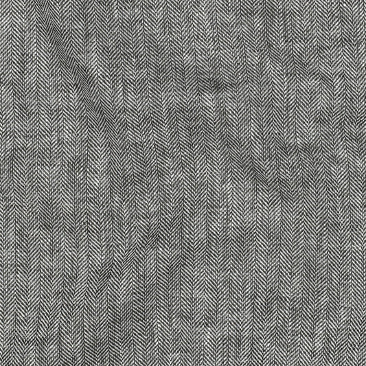 Image with linen and cotton fabric in a herringbone pattern – grey with a slight green tint 170 g/m² – available at Šarlotes audumi
