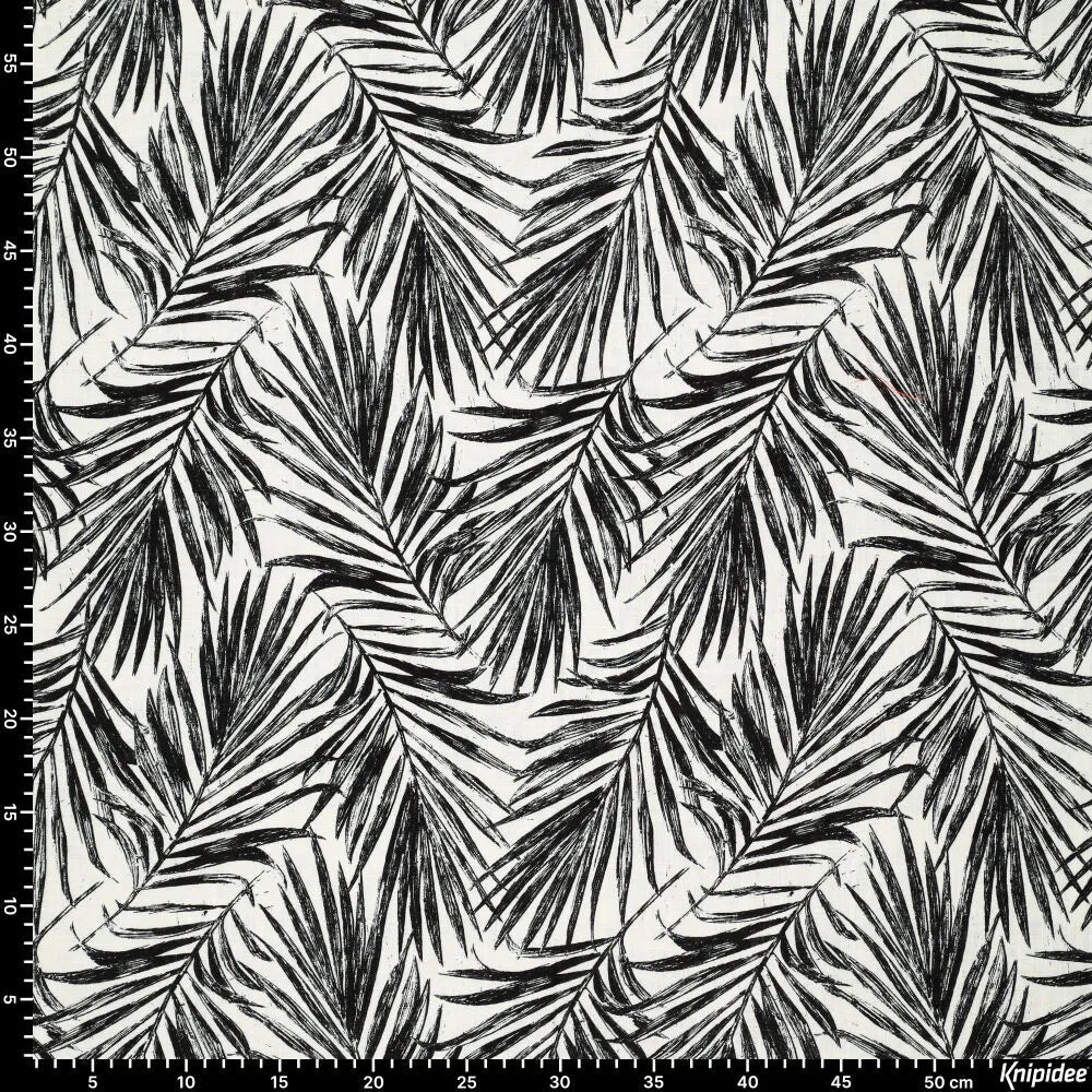 Lins ar viskozi - melnas palmu lapas 180 g/m²