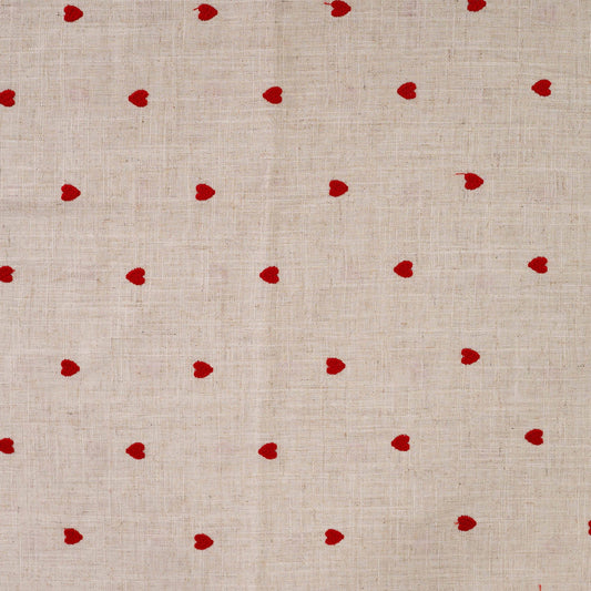 Image of linen with viscose - hearts 180 g/m² – available at Šarlotes audumi