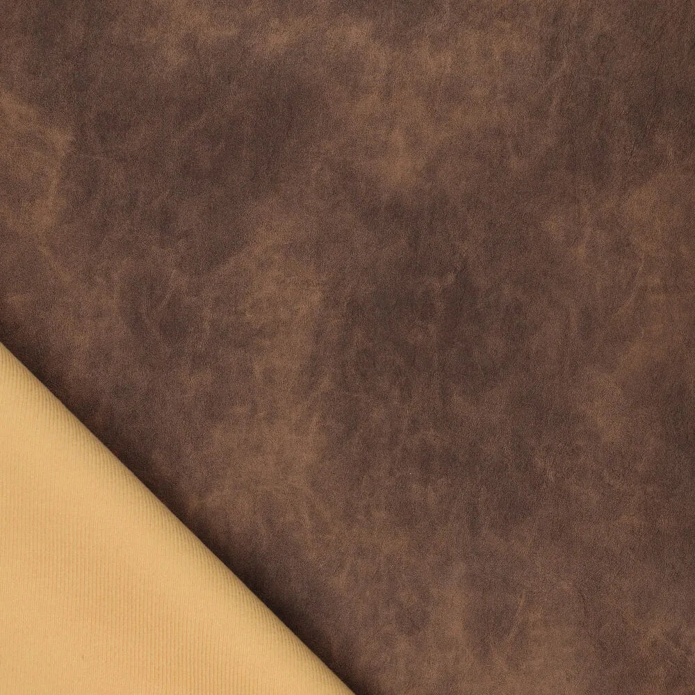 Image with faux leather with a vintage leather effect - brown 390 g/m² – available at Charlotte's Fabrics