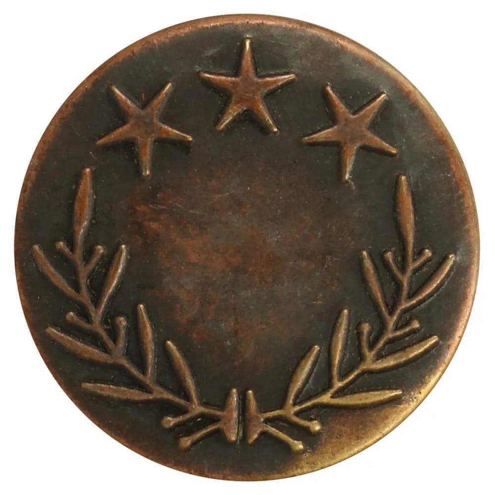 Bild mit Metall-Jeansknopf 25 mm in Bronze mit Antik-Effekt – online erhältlich bei Šarlotes audumi