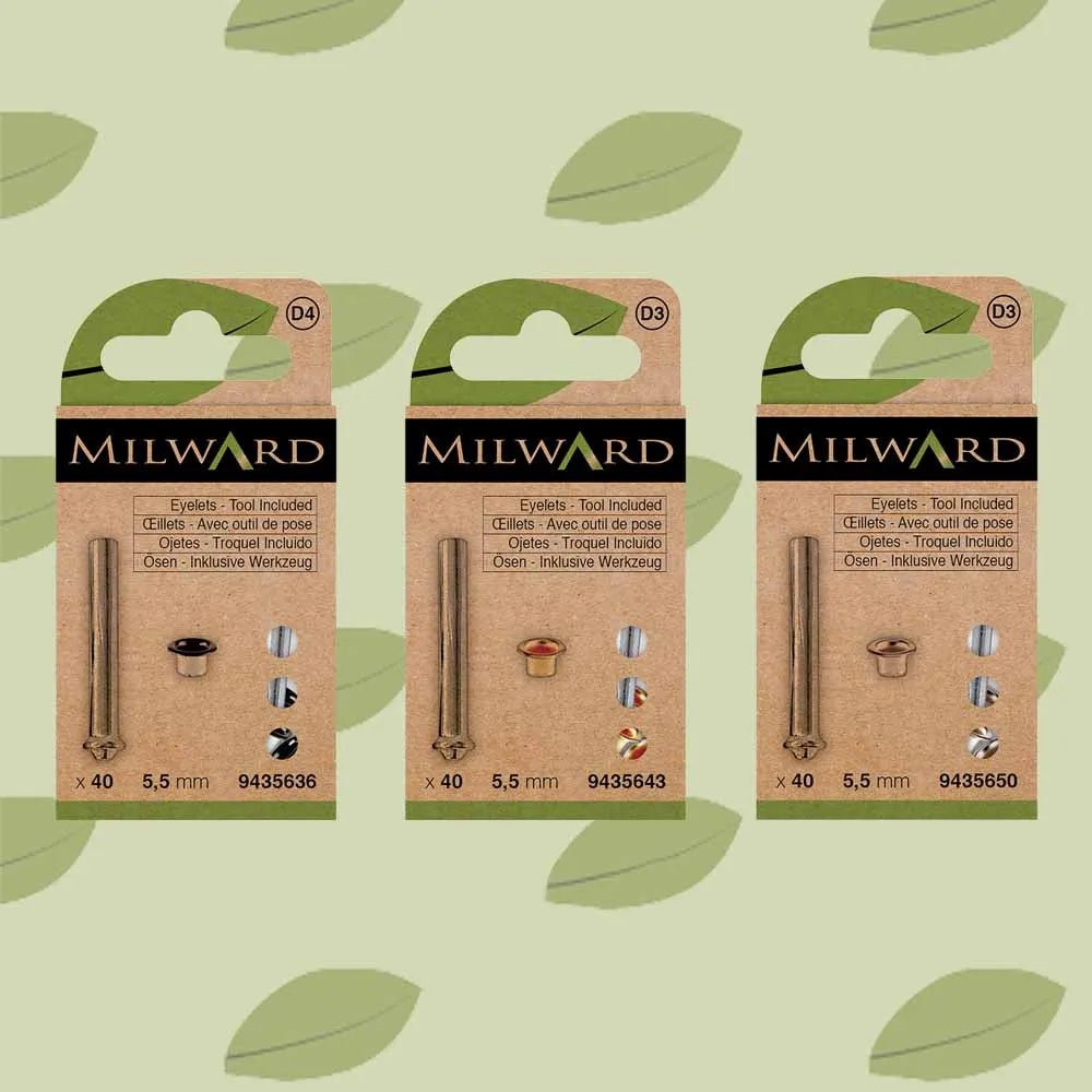 Metāla gredzeni Luversi ar instrumentu Ø 5.5mm (melni, 40 gab.) Milward - melni