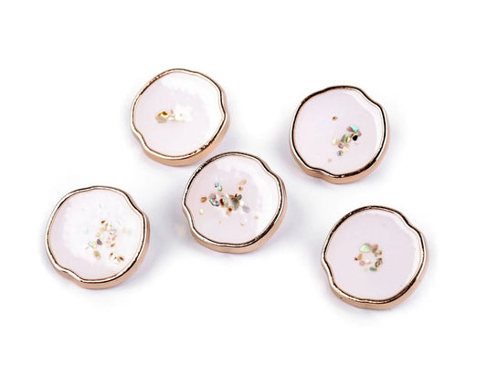 boutons métalliques sur tige 15 mm - dorés à paillettes