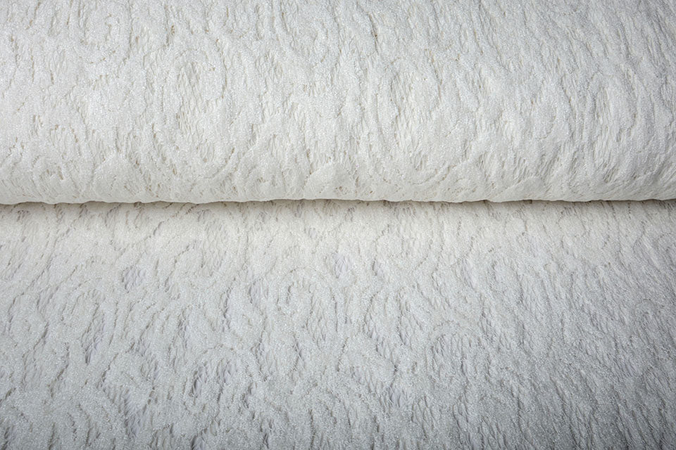 Tissu en dentelle - velours blanc lait 200 g/m²