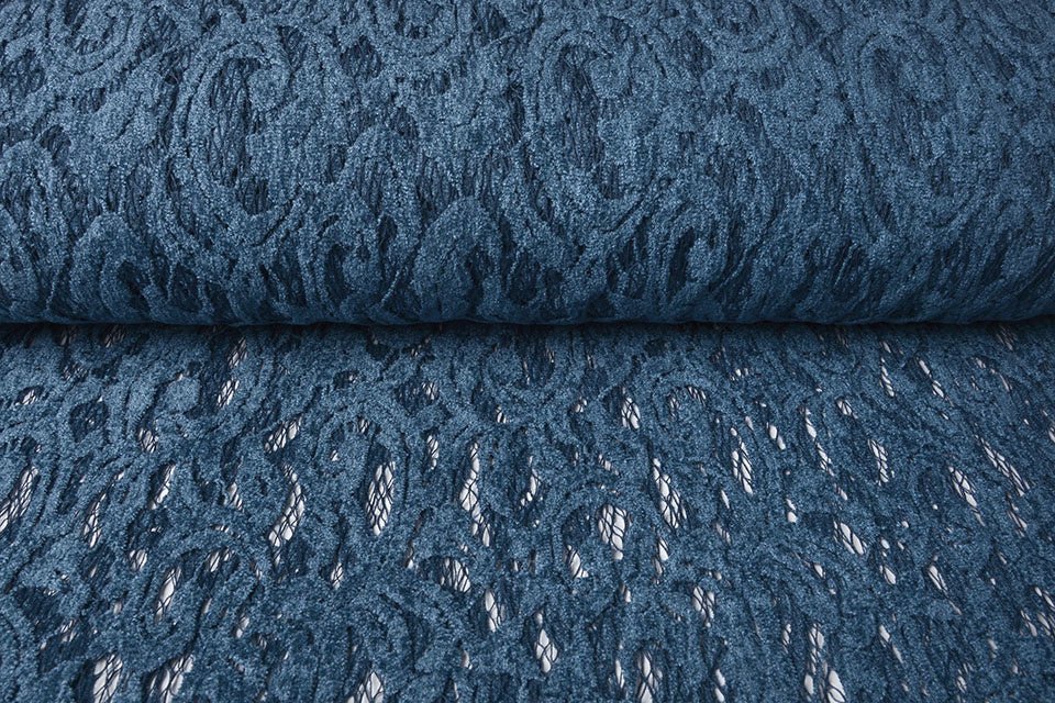 lace fabric - dark blue velvet 200 g/m²
