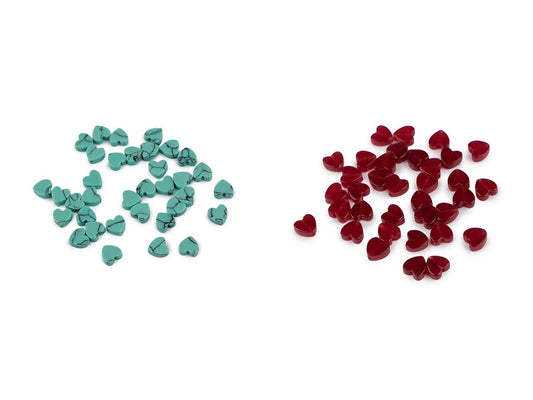 Image avec perles en forme de cœur en minéral et verre Ø6 mm, 35 pièces | tons variés – disponible chez Šarlotes audumi