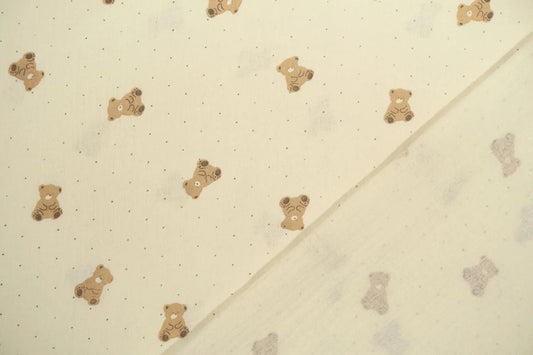 Mousseline - petits ours sur fond jaune beurre 125 g/m²
