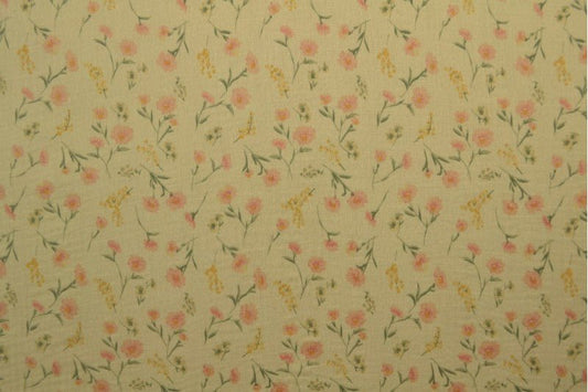 Mousseline - fleurs délicates sur fond beige 140 g/m²