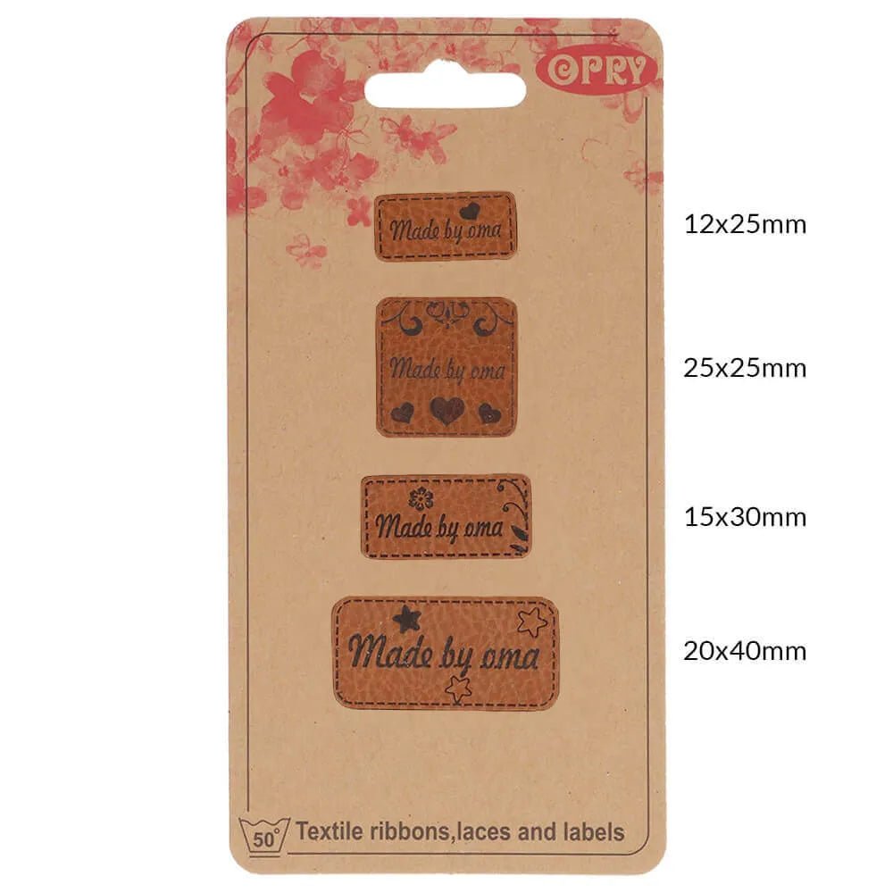 Opry faux leather labels – "Made by oma"