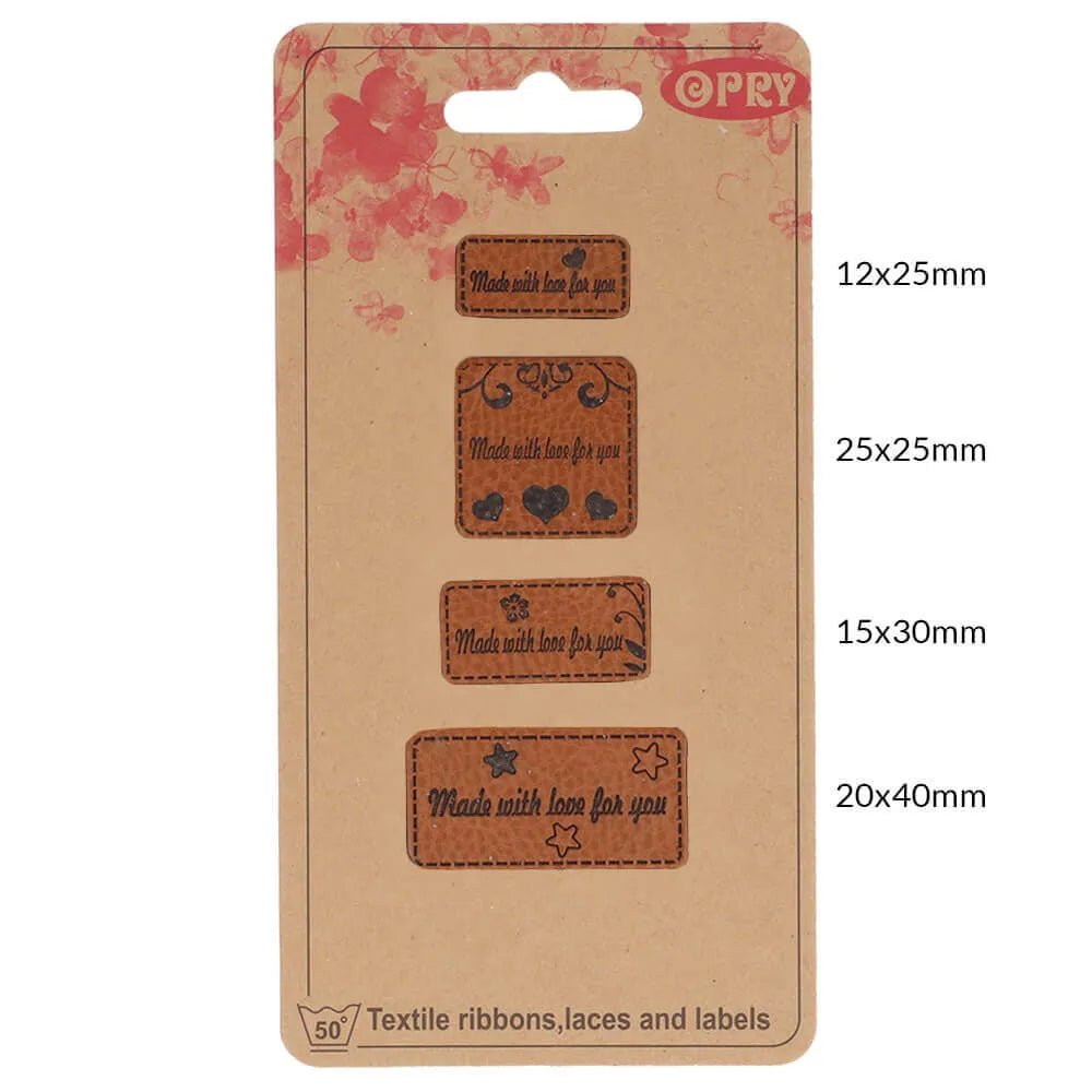 Opry faux leather labels – "Made with love for you"
