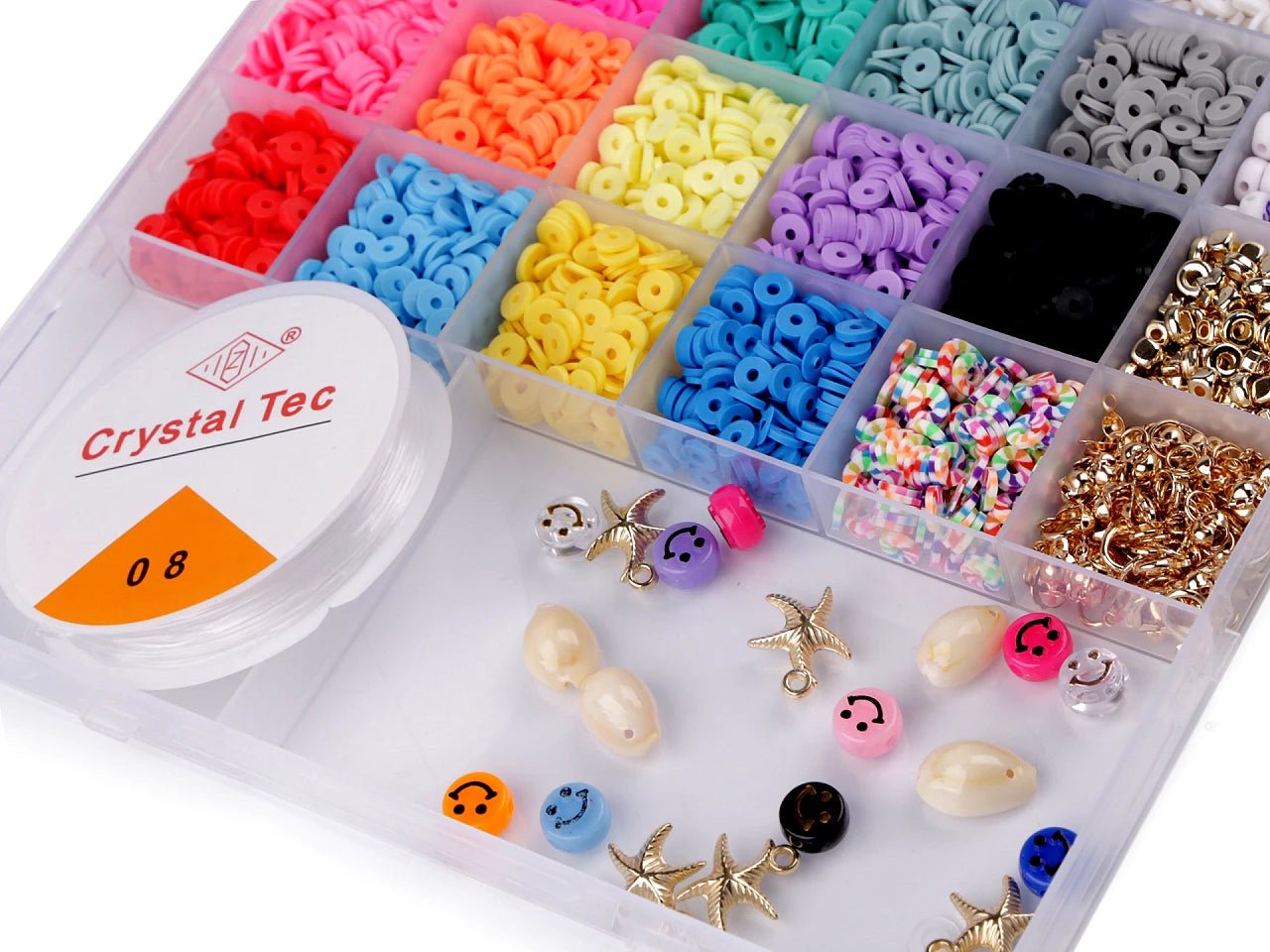 Image d’un kit de perles pour fabriquer bracelets et bijoux avec outils – disponible en ligne chez Šarlotes audumi