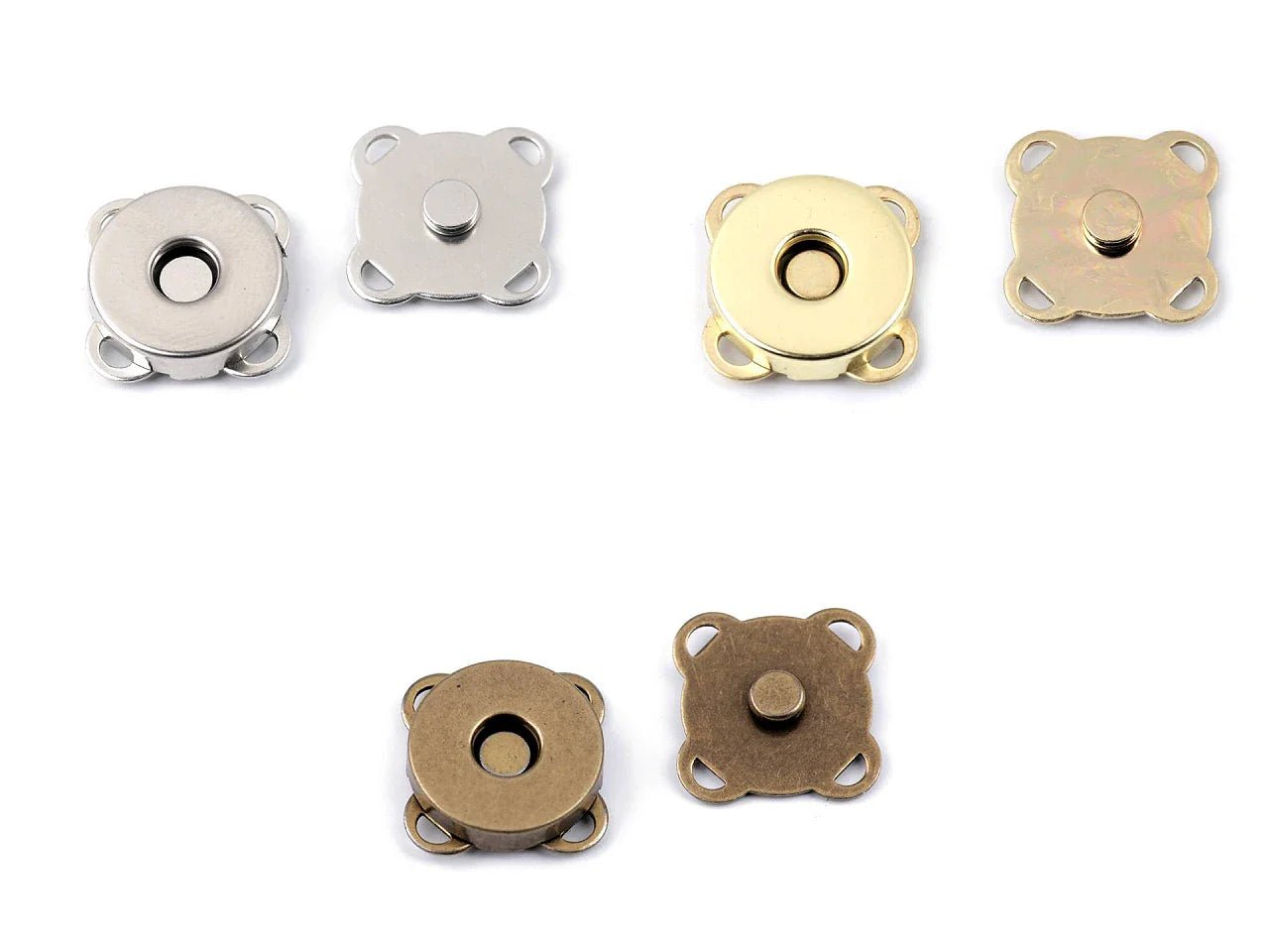 Fermoir magnétique à coudre Ø14 mm doré (lot de 5)