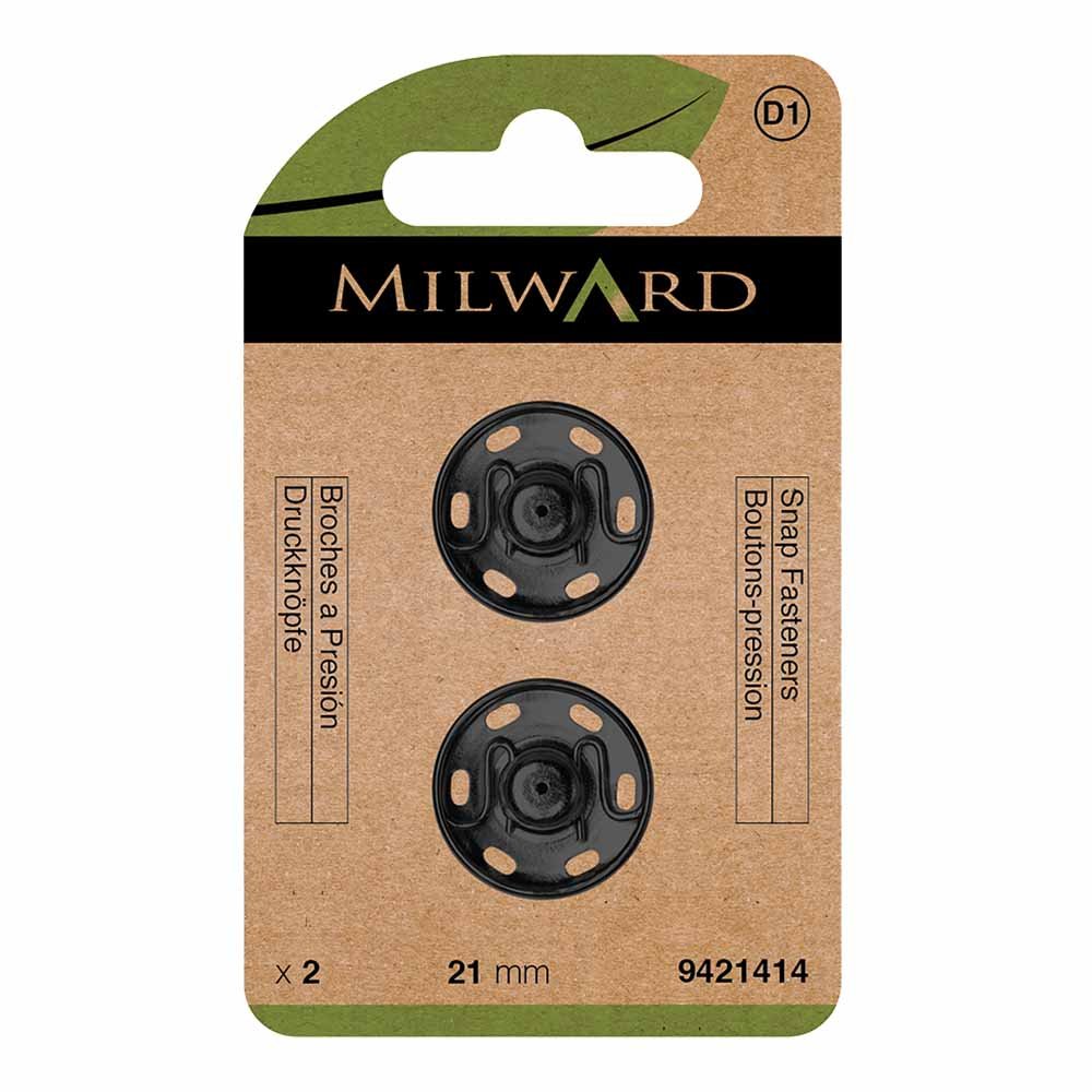 Boutons-pression à coudre Ø21 mm Milward - noirs