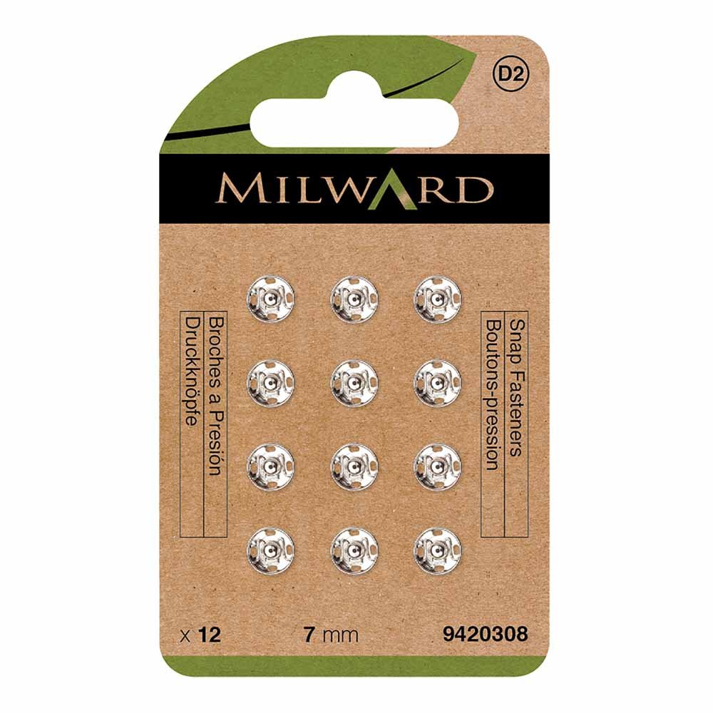 Boutons-pression à coudre Ø7 mm Milward - argentés