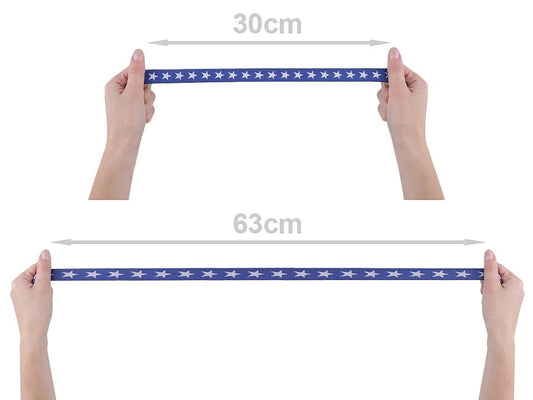 Image of 2 cm flat pink elastic with stars – available online at Charlotte's fabrics