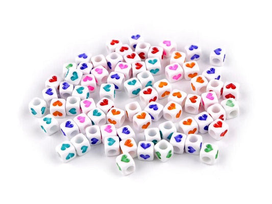 Plastmasas krellītes ar sirsniņām, kubiņi 6×6 mm| 10 g