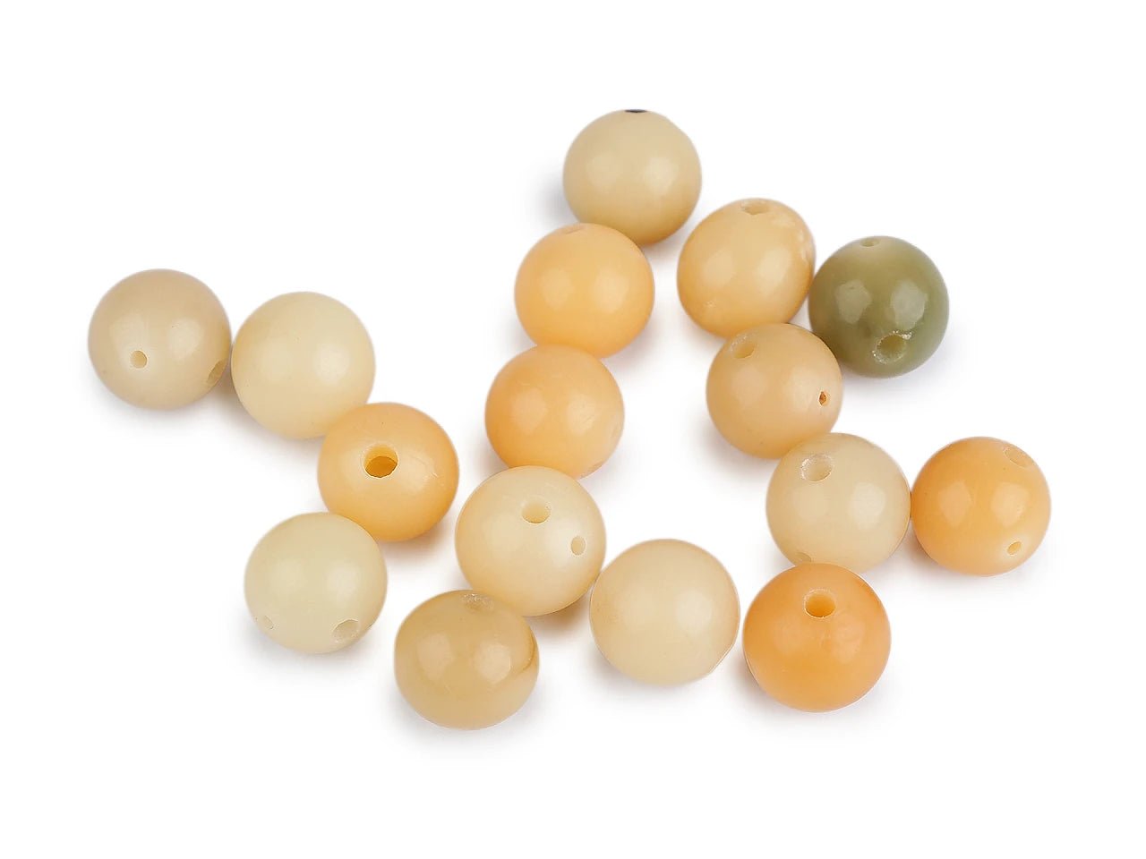 Image with plastic beads with natural agate imitation Ø11–13 mm, 20 g – mix – available at Šarlotes audumi