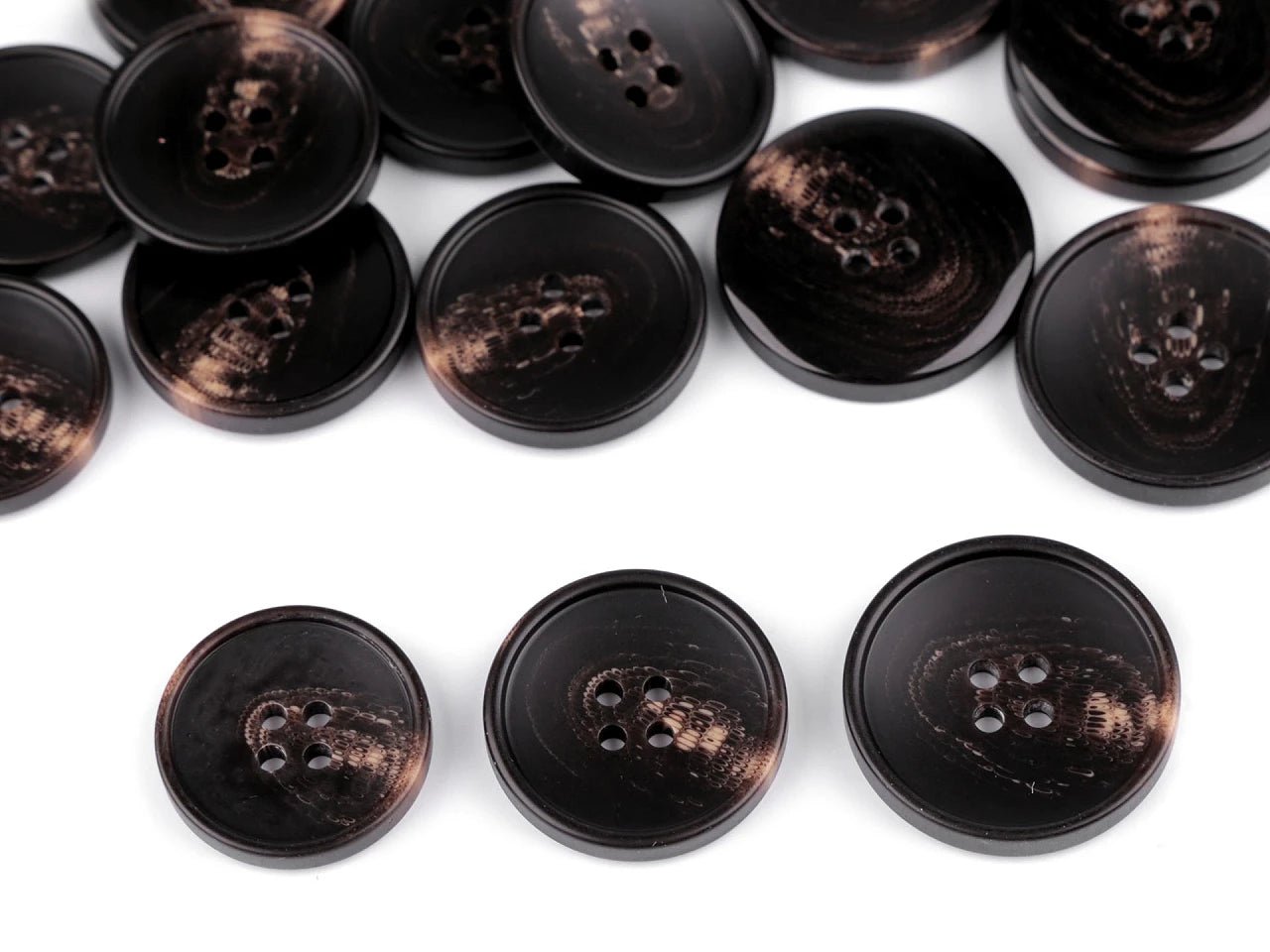 Plastic buttons 27 mm dark brown with a beige accent