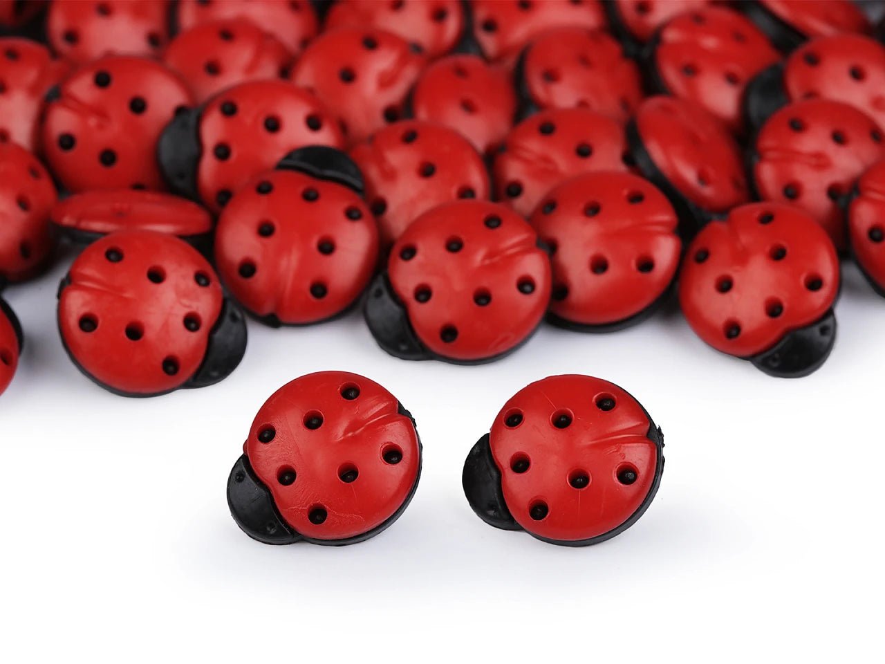 Buttons on a shank 15 mm - ladybugs