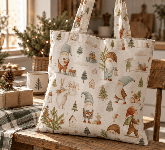 Image of Premium 100% cotton fabric - Christmas gnomes – available online at Šarlotes audumi