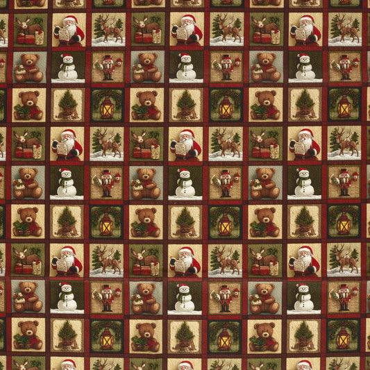 Image du tissu Premium 100 % coton - cartes de Noël – disponible en ligne Šarlotes audumi