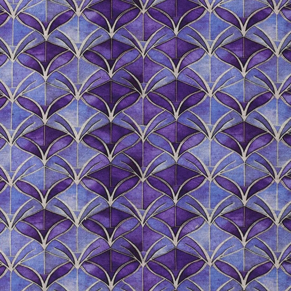 Punta di Roma trikotāžas audums - violets abstraksts raksts 240 g/m²