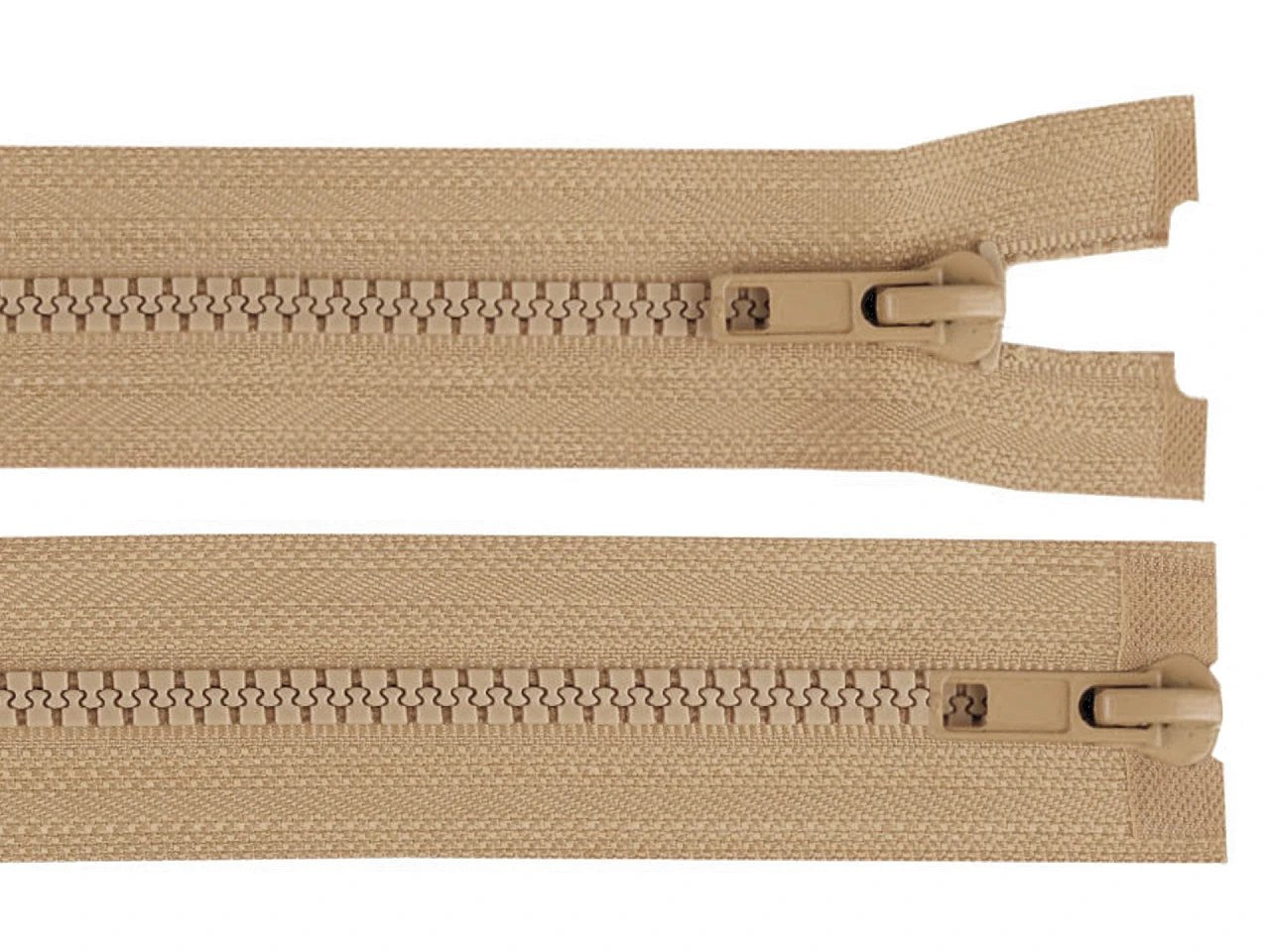 Image of a double-sided zipper slider - dark beige – available at Charlotte's Fabrics