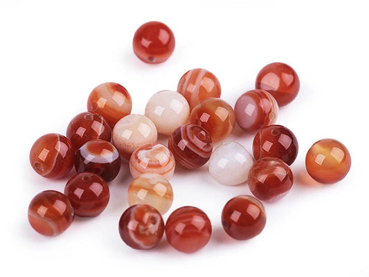 Perles minérales en agate rouge Ø8 mm | 12 pièces | minéral naturel