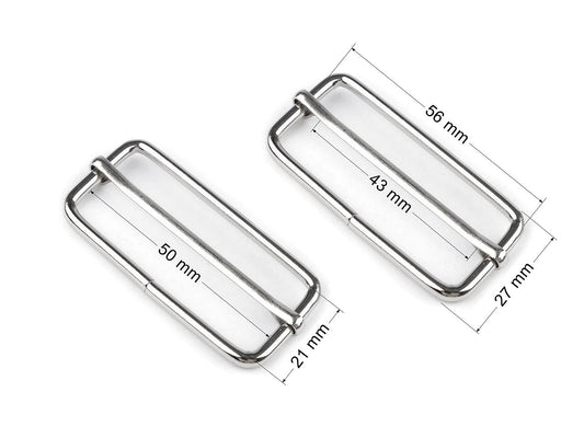 Image avec boucle réglable pour sangles (Buckle Slider) 50 mm, lot de 5 – disponible chez Šarlotes audumi