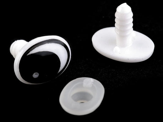 Yeux pour jouets 11x15 mm blancs avec noir (2 paires par emballage)