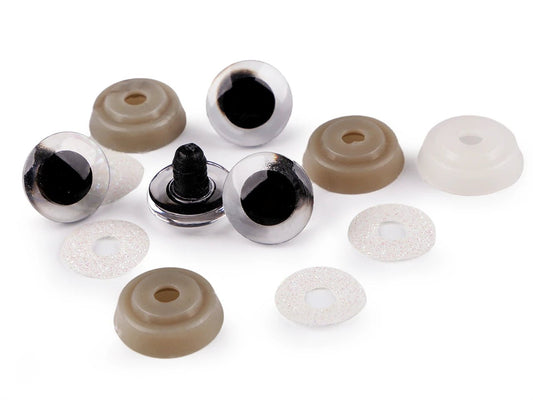 Toy eyes Ø20 mm - white glitter (2 pairs per pack)