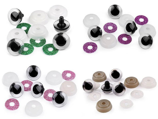 Toy eyes Ø20 mm - pink glitter (2 pairs per pack)