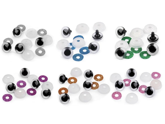Toy eyes Ø20 mm - silver glitter (2 pairs per pack)