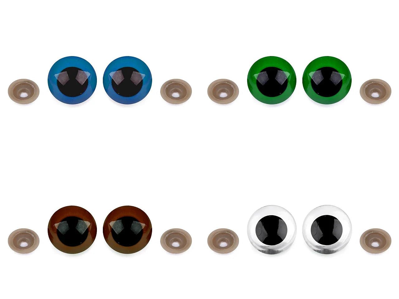Yeux pour jouets Ø30 mm verts (2 paires par emballage)