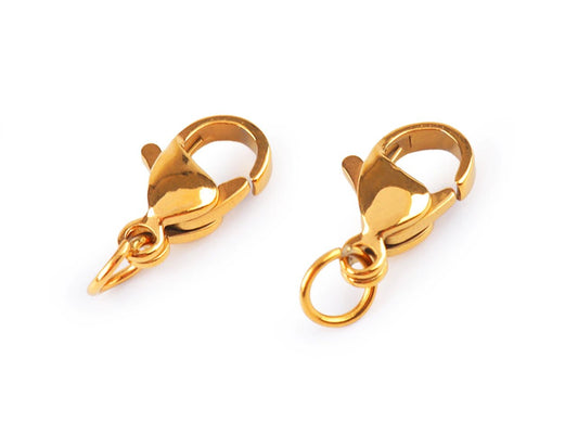 Mousqueton pour bijoux avec anneau en acier inoxydable | 7×10 mm ou 7×12 mm | 2 pcs.