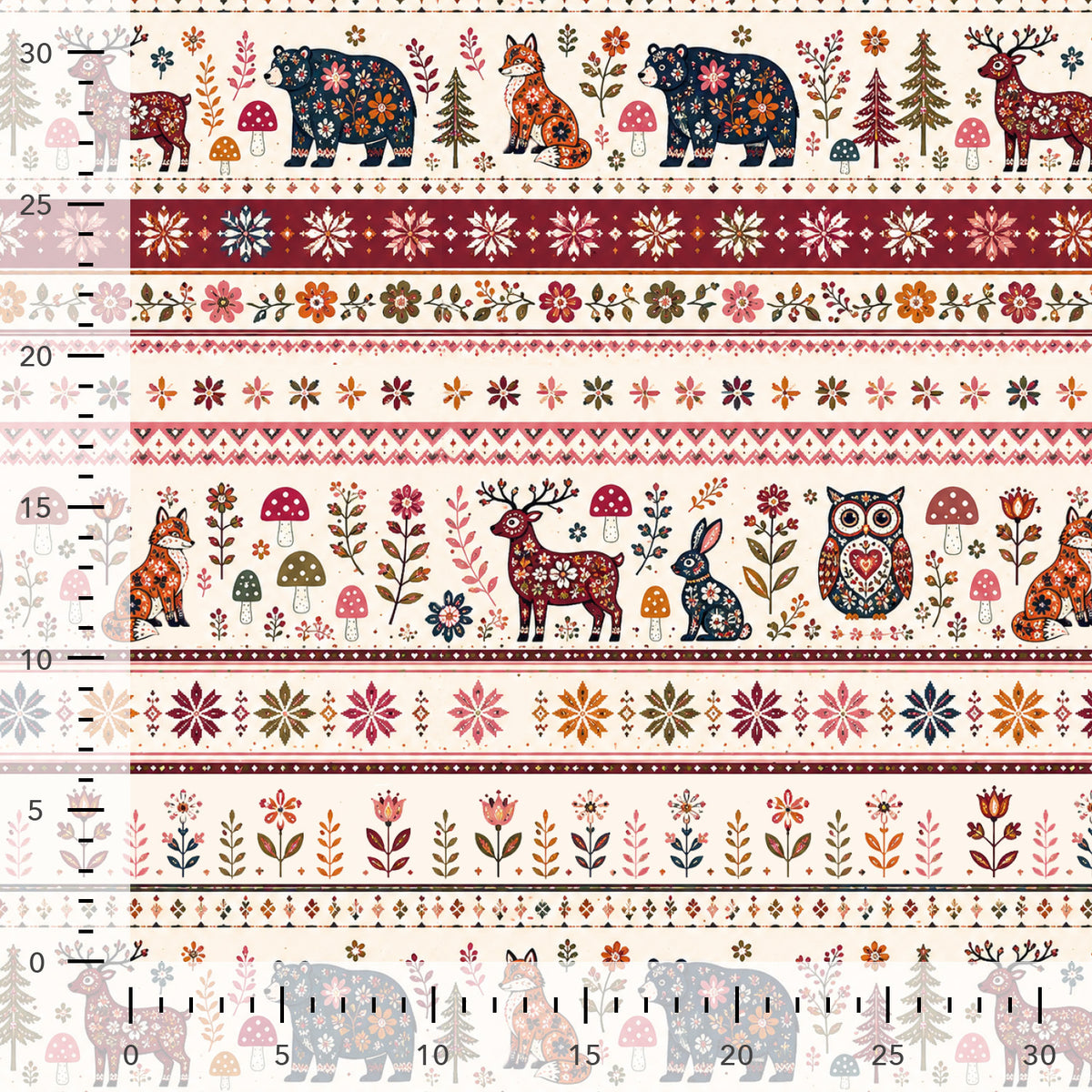 Cotton Loopback Knit with Insulation - Scandinavian Forest Fairy Tale