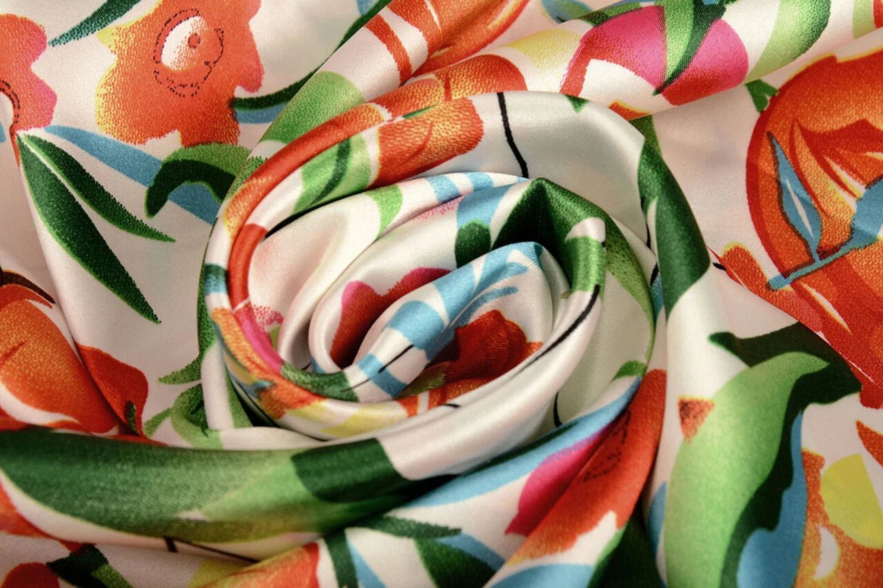 Satīns ar elastānu - tulpes 80 g/m²