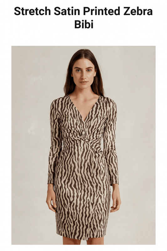 Satīns ar elastānu - zebra 80 g/m²