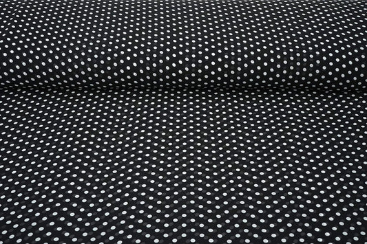 Chiffon - pois blancs sur fond noir | 150 cm | 65 g/m²