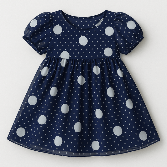 Chiffon - pois sur fond bleu foncé | 150 cm | 65 g/m²