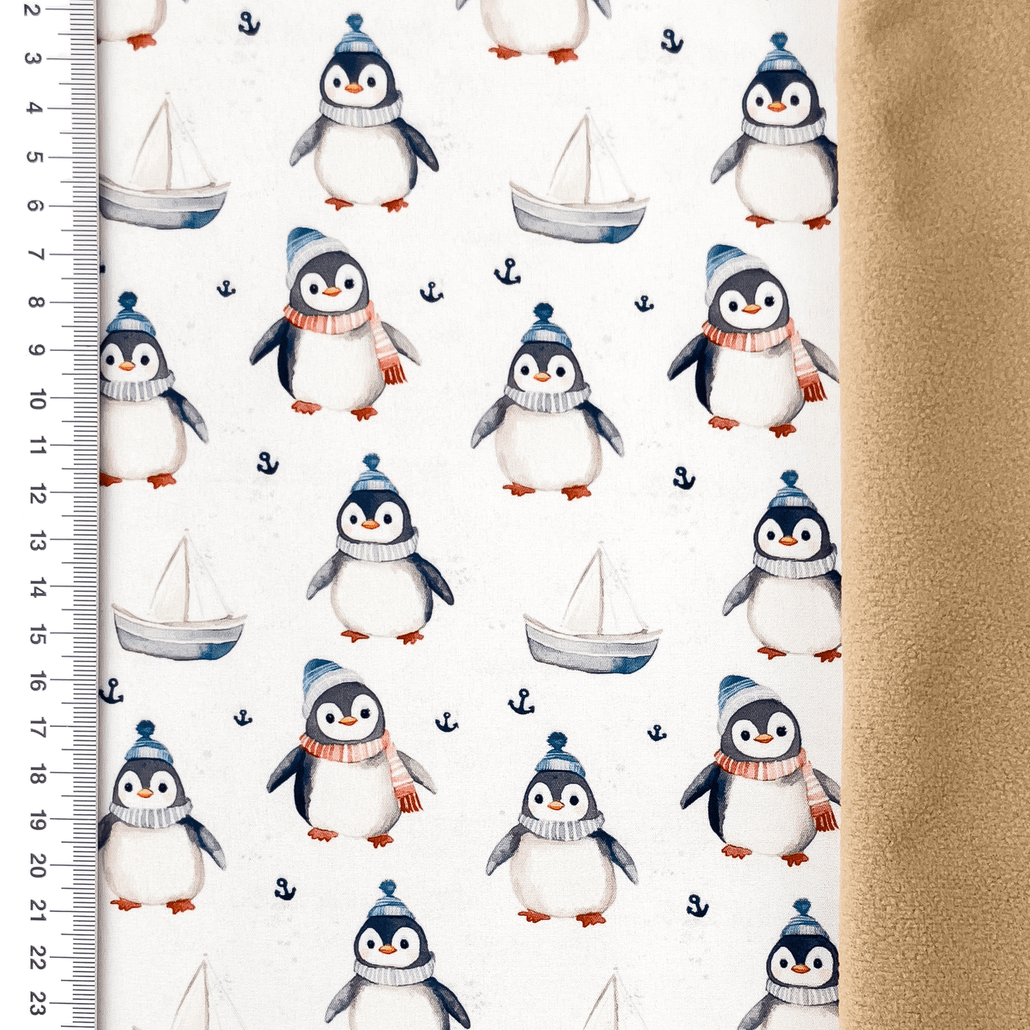 Image with Softshell fabric - little penguins 310 g/m² – available at Šarlotes audumi
