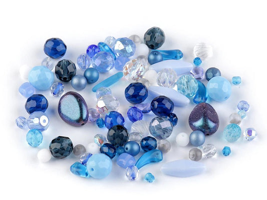 mix de perles de verre, Ø3 - 20 mm, tailles variées, 50 g - variantes de couleurs assorties